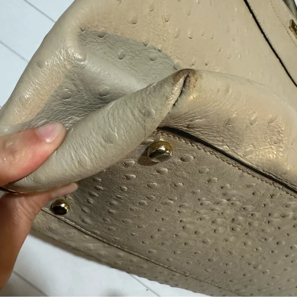 Kate Spade ♠️ Charm City Bow‎ Ostrich Leather Diehl Sidewalk Tote Bag Purse